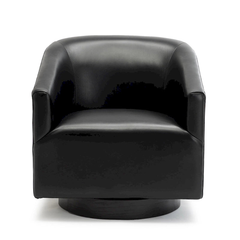 Leather Gel Swivel Accent Chair with Wood Base
