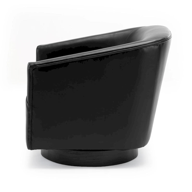 Leather Gel Swivel Accent Chair with Wood Base