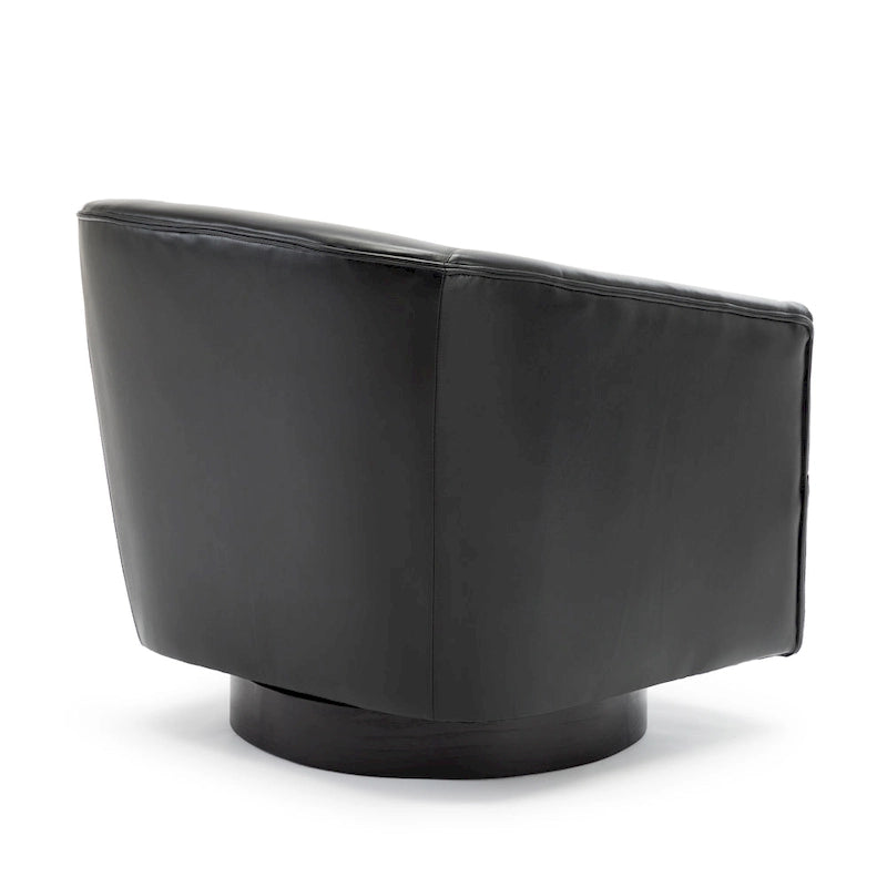 Leather Gel Swivel Accent Chair with Wood Base