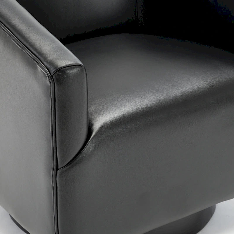 Leather Gel Swivel Accent Chair with Wood Base