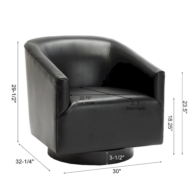 Leather Gel Swivel Accent Chair with Wood Base