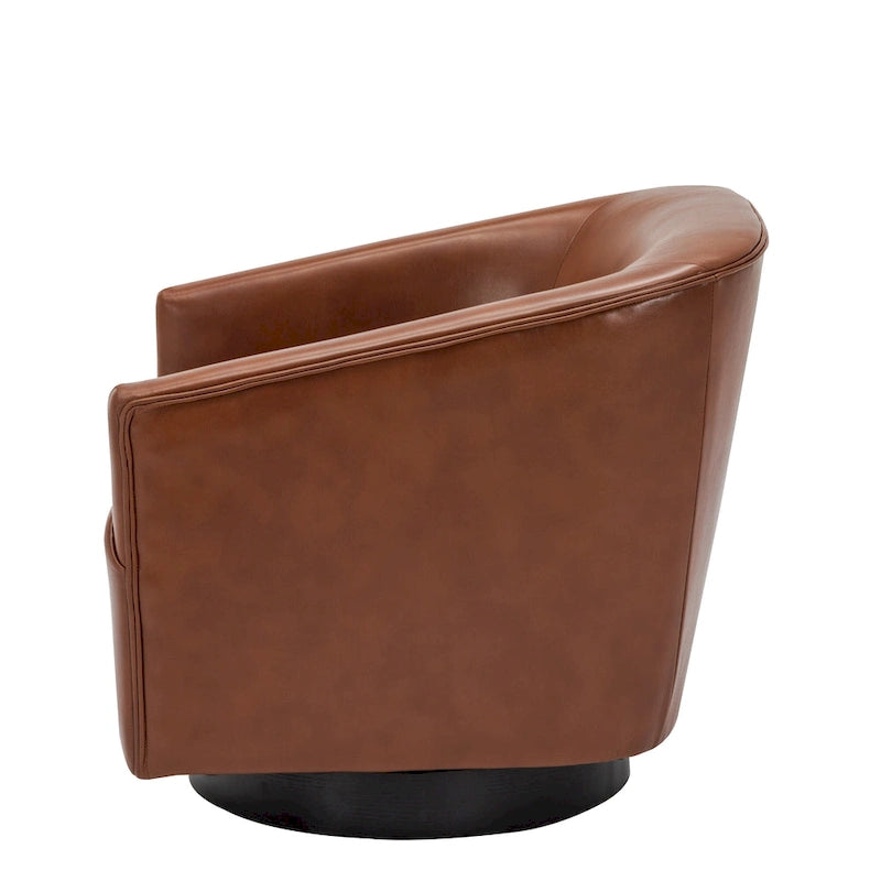 Leather Gel Swivel Accent Chair with Wood Base
