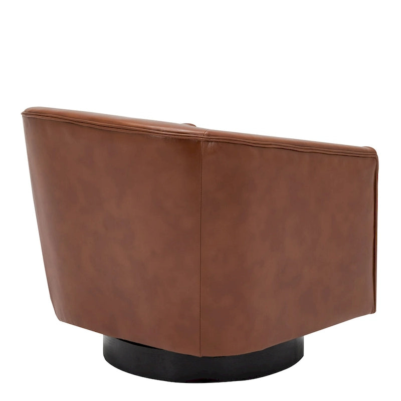 Leather Gel Swivel Accent Chair with Wood Base