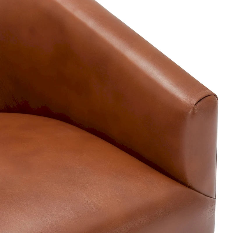 Leather Gel Swivel Accent Chair with Wood Base