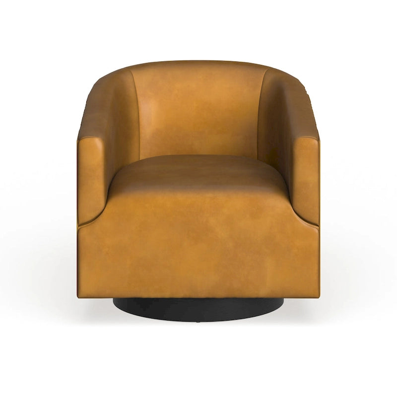 Leather Gel Swivel Accent Chair with Wood Base
