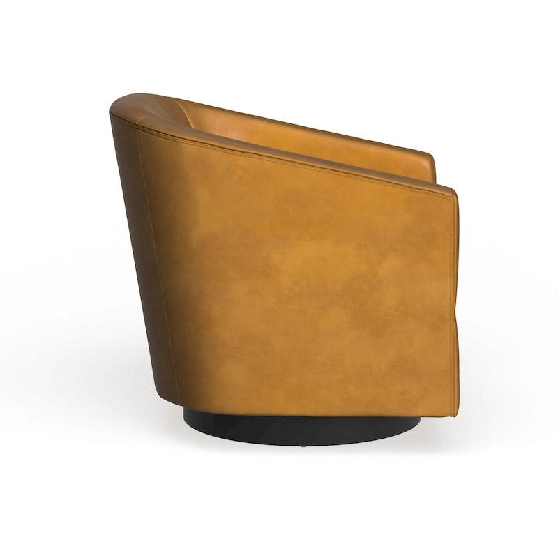 Leather Gel Swivel Accent Chair with Wood Base
