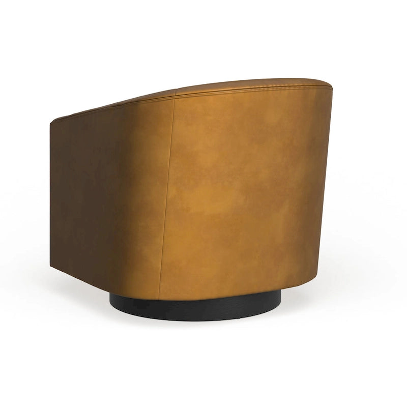 Leather Gel Swivel Accent Chair with Wood Base