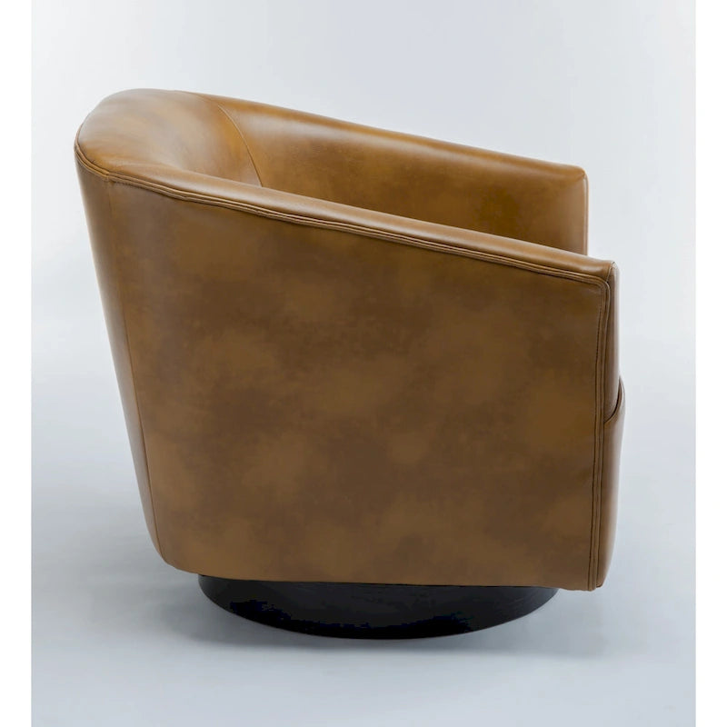 Leather Gel Swivel Accent Chair with Wood Base