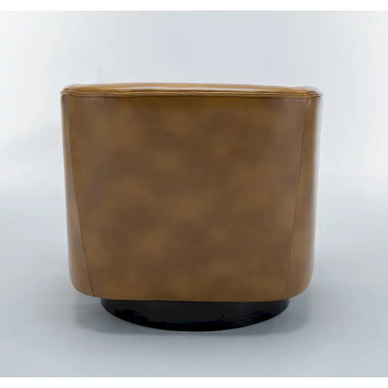 Leather Gel Swivel Accent Chair with Wood Base