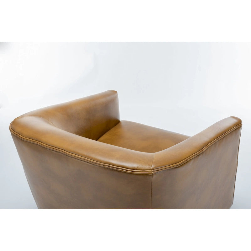 Leather Gel Swivel Accent Chair with Wood Base