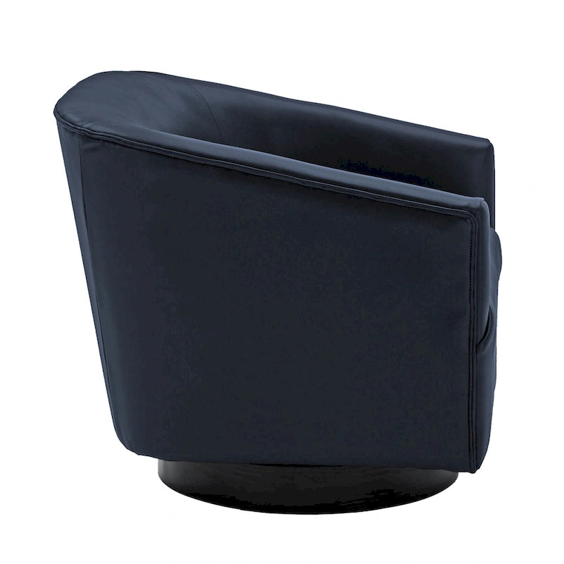 Leather Gel Swivel Accent Chair with Wood Base