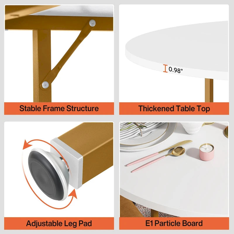 47-Inch Round Dining Table for 4 with Storage Shelves