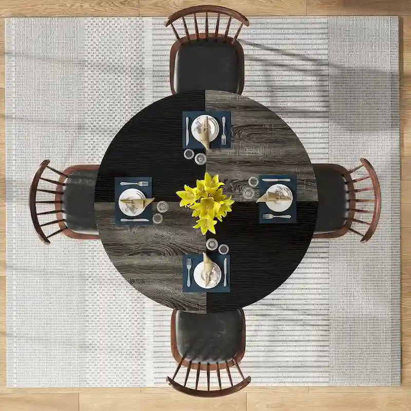 47-Inch Round Dining Table for 4 with Storage Shelves