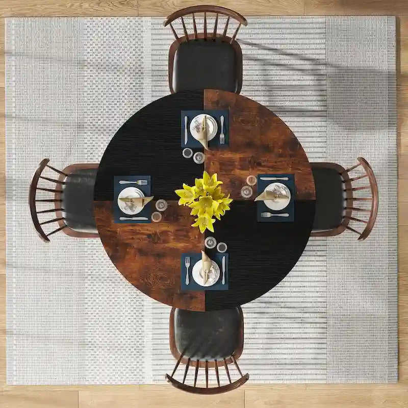 47-Inch Round Dining Table for 4 with Storage Shelves