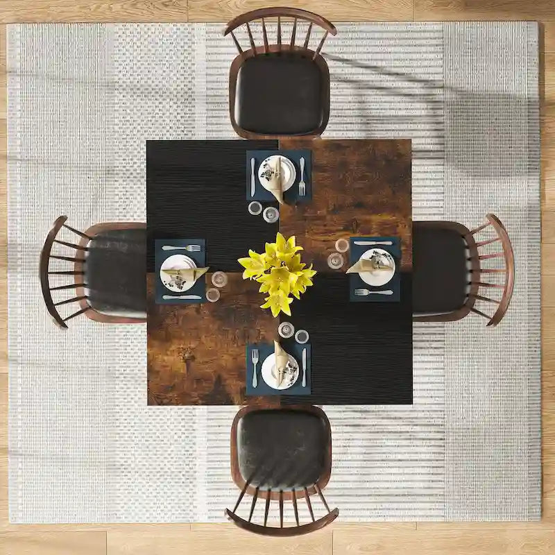 47-Inch Round Dining Table for 4 with Storage Shelves