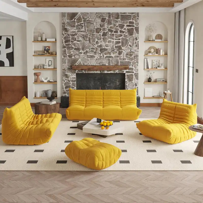 Teddy Velvet Armless Floor Sofa with Foam Filling