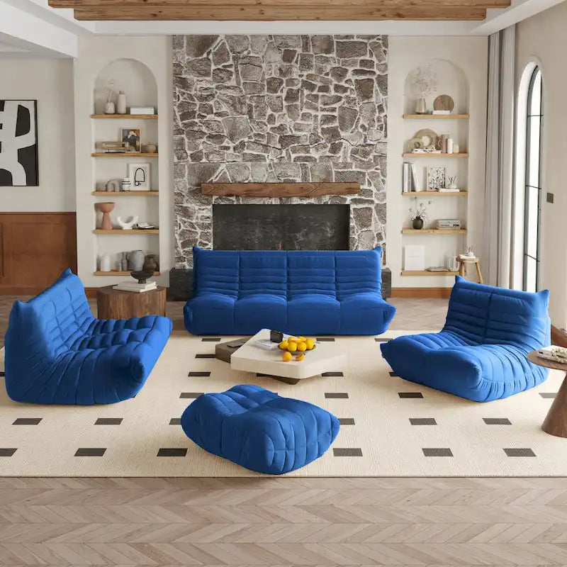 Teddy Velvet Armless Floor Sofa with Foam Filling