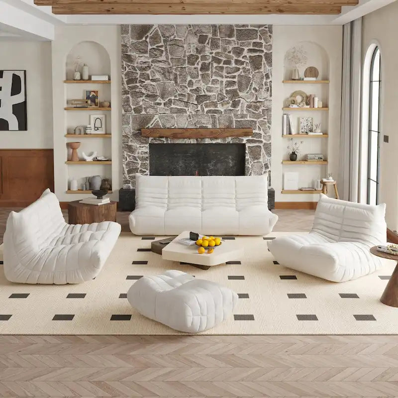 Teddy Velvet Armless Floor Sofa with Foam Filling