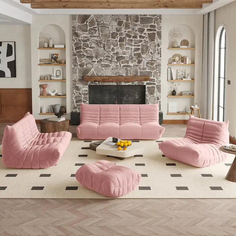 Teddy Velvet Armless Floor Sofa with Foam Filling