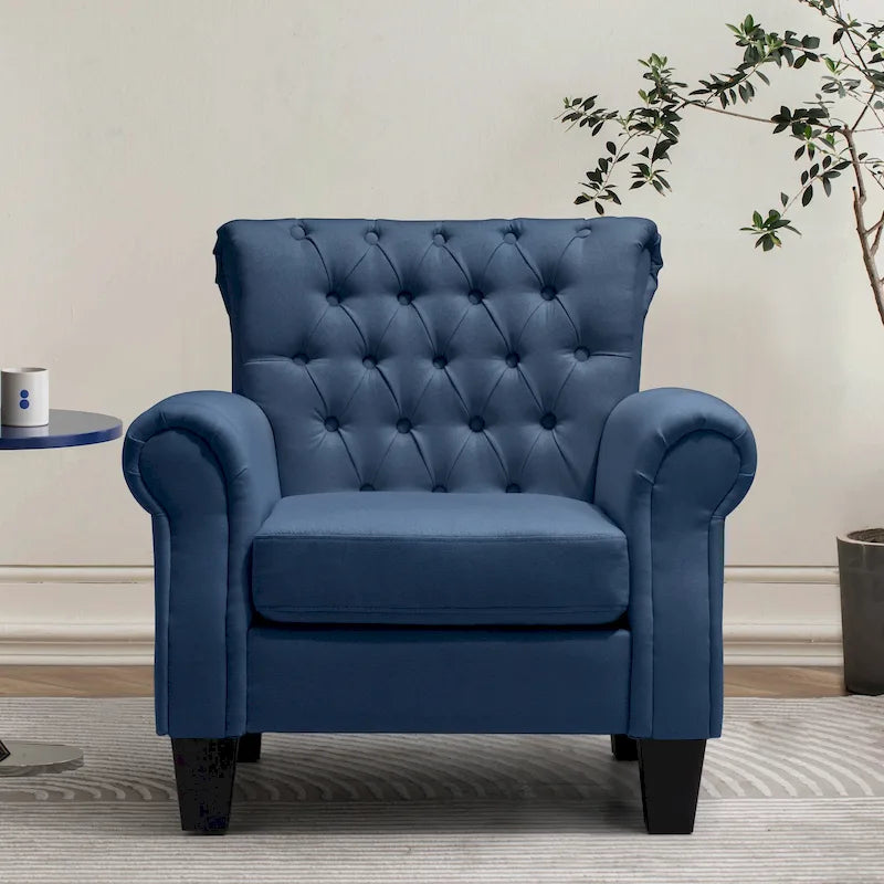 Button-Tufted Accent Club Chair with Arms & Padded Seat