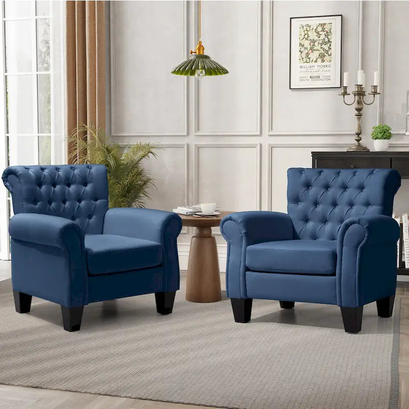 Button-Tufted Accent Club Chair with Arms & Padded Seat