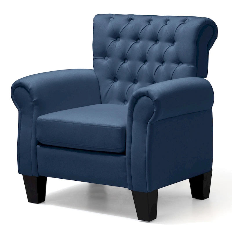 Button-Tufted Accent Club Chair with Arms & Padded Seat