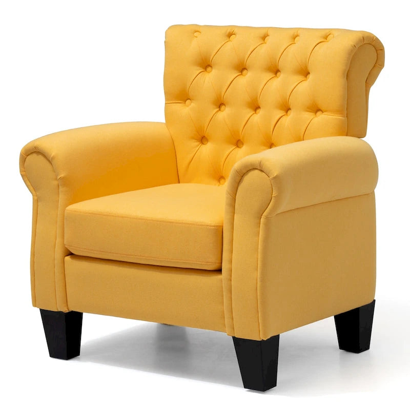 Button-Tufted Accent Club Chair with Arms & Padded Seat