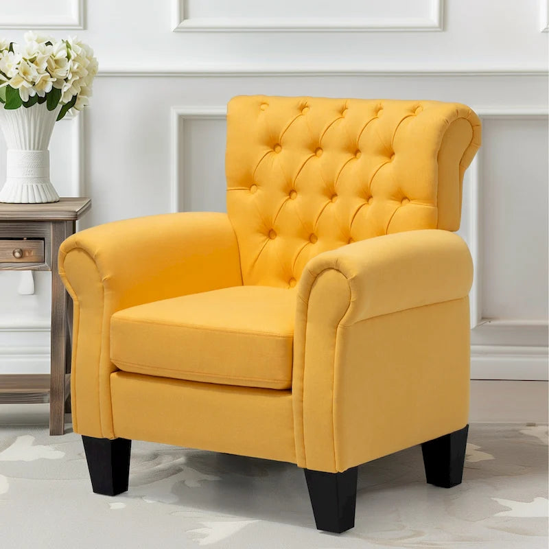 Button-Tufted Accent Club Chair with Arms & Padded Seat