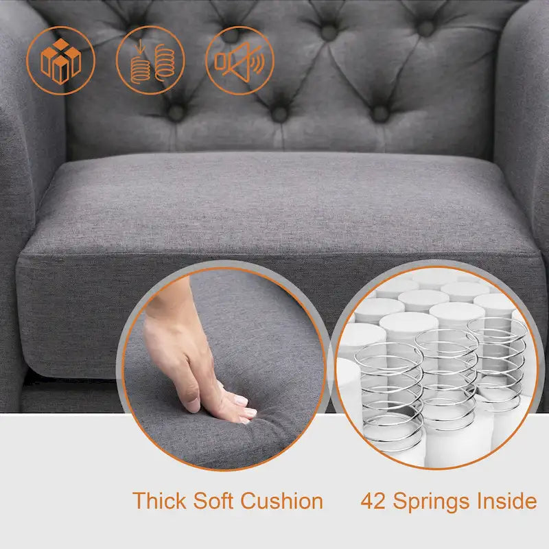 Button-Tufted Accent Club Chair with Arms & Padded Seat