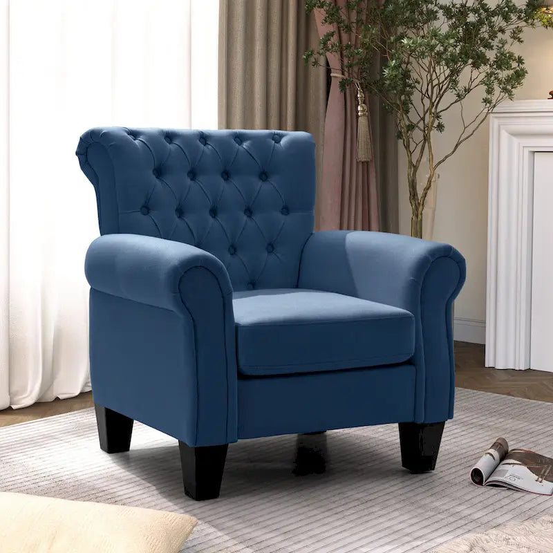 Button-Tufted Accent Club Chair with Arms & Padded Seat