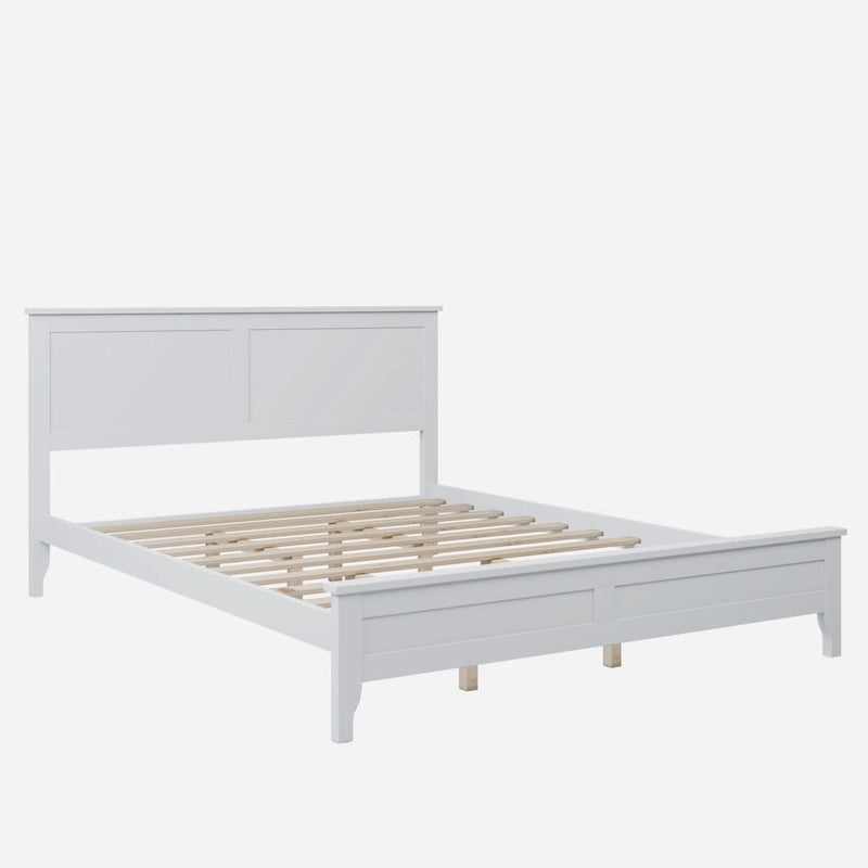 White Queen Platform Bed with Slatted Headboard