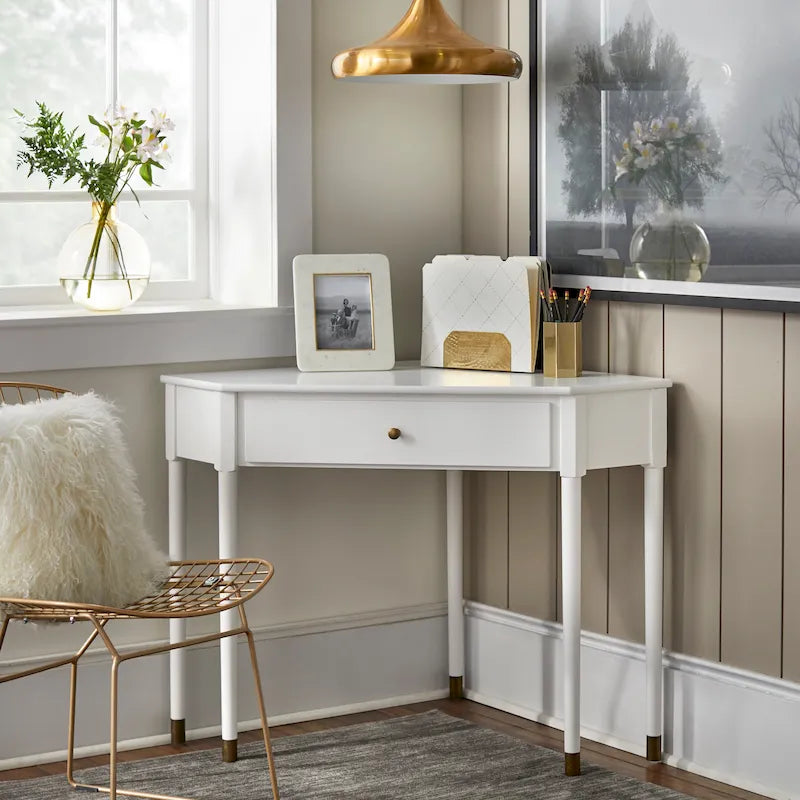 Mid-Century Corner Desk with Drawer