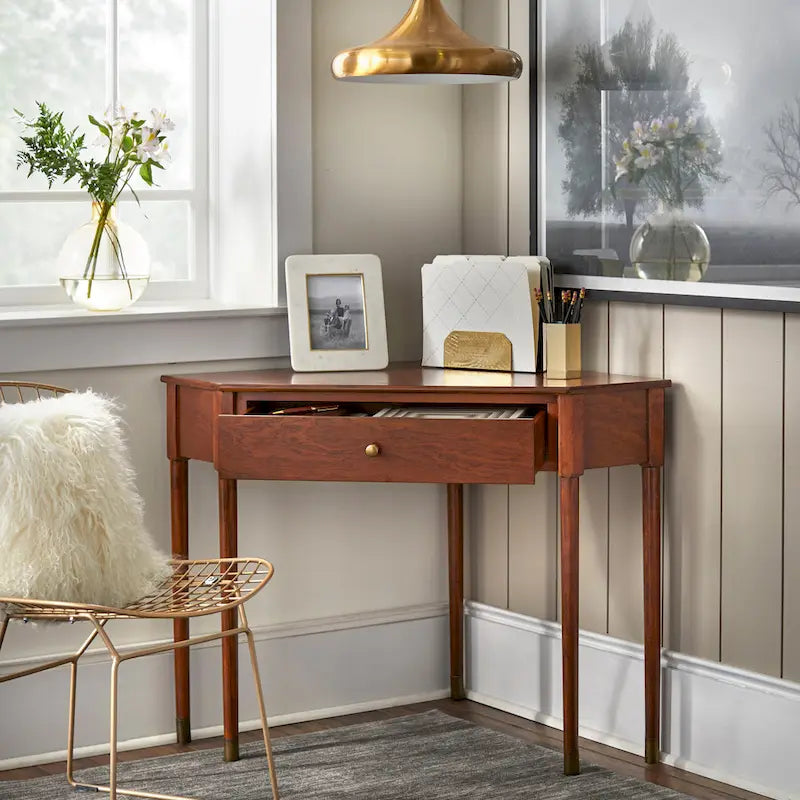 Mid-Century Corner Desk with Drawer