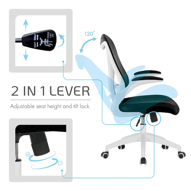 Ergonomic Mesh Office Chair with Flip-Up Arms and Tilt Mechanism