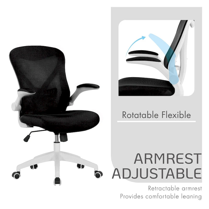 Ergonomic Mesh Office Chair with Flip-Up Arms and Tilt Mechanism