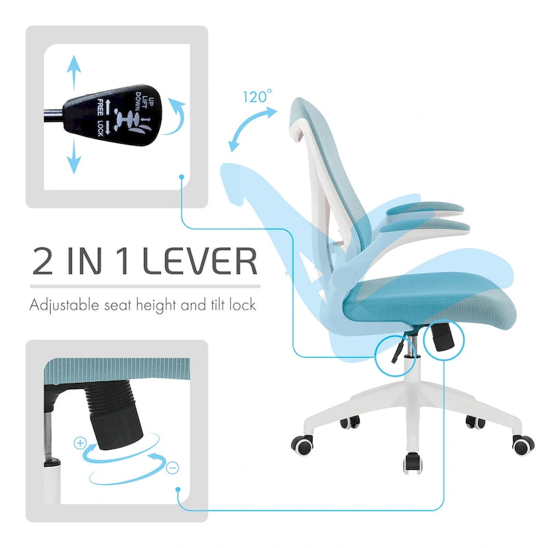 Ergonomic Mesh Office Chair with Flip-Up Arms and Tilt Mechanism