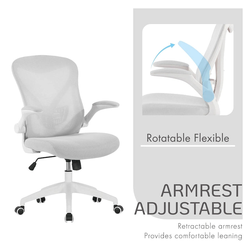 Ergonomic Mesh Office Chair with Flip-Up Arms and Tilt Mechanism