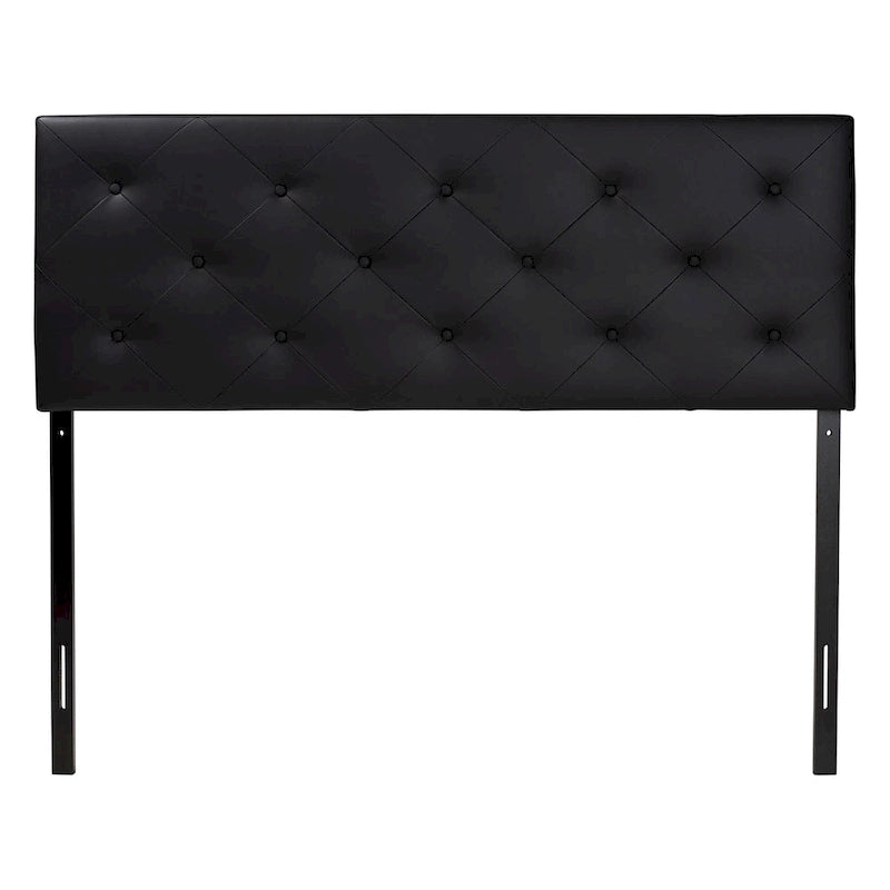 Contemporary Button-Tufted Faux Leather Headboard