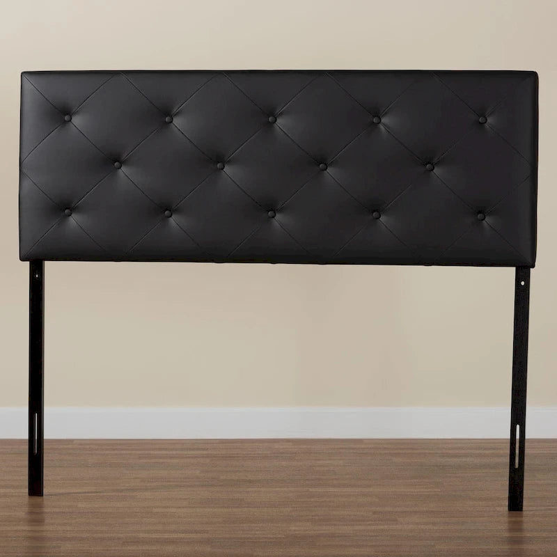Contemporary Button-Tufted Faux Leather Headboard