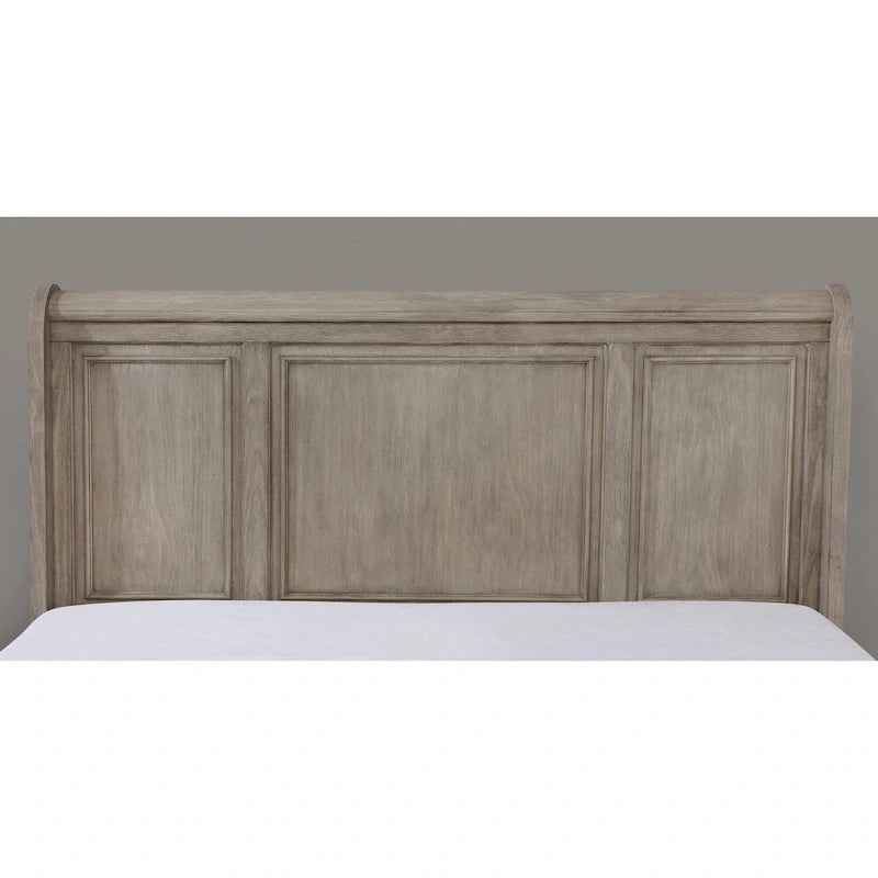 Grey Wood 2-Drawer Sleigh Bed