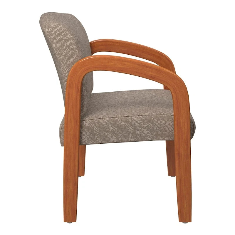 Medium Oak Finish Wood Visitor Chair with Lumbar Support