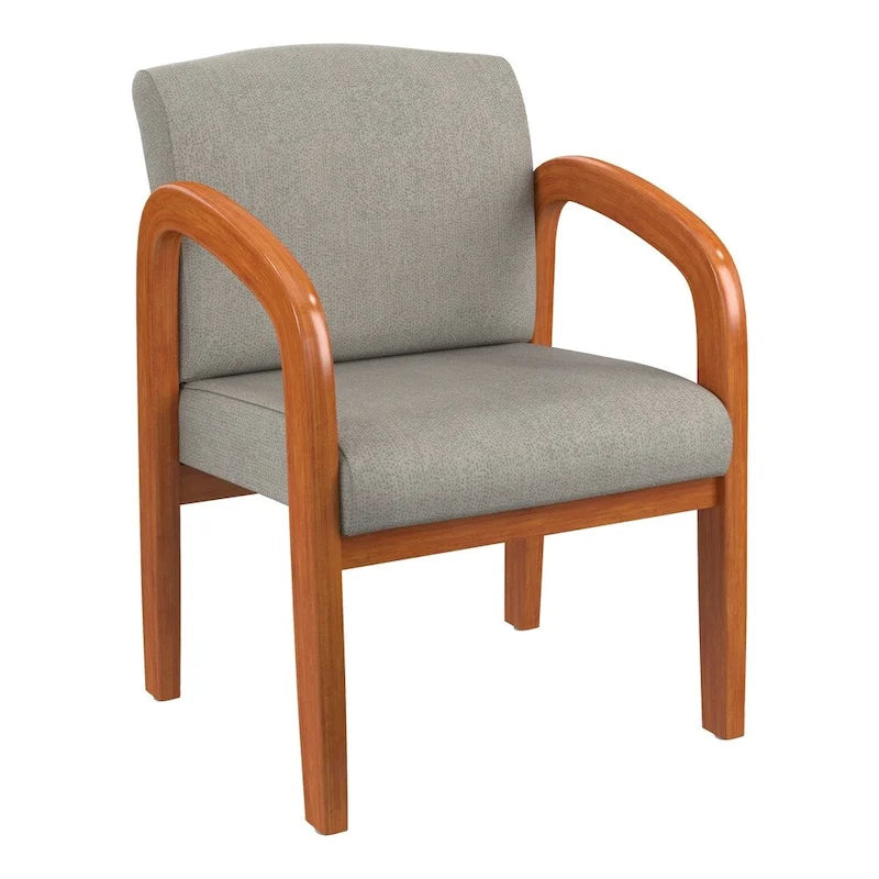 Medium Oak Finish Wood Visitor Chair with Lumbar Support