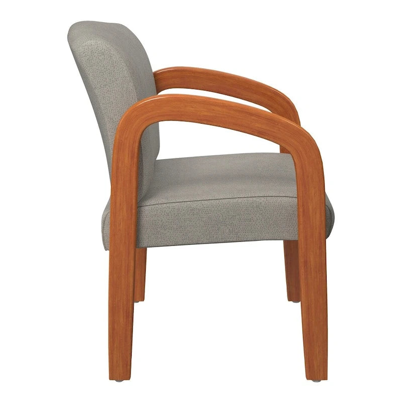 Medium Oak Finish Wood Visitor Chair with Lumbar Support