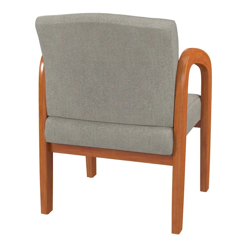 Medium Oak Finish Wood Visitor Chair with Lumbar Support