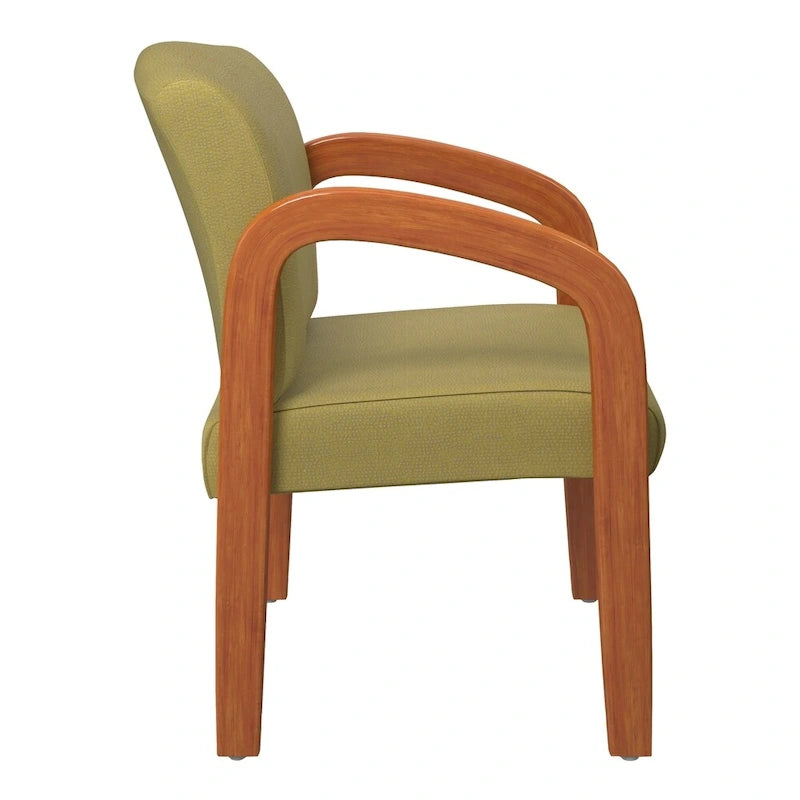 Medium Oak Finish Wood Visitor Chair with Lumbar Support