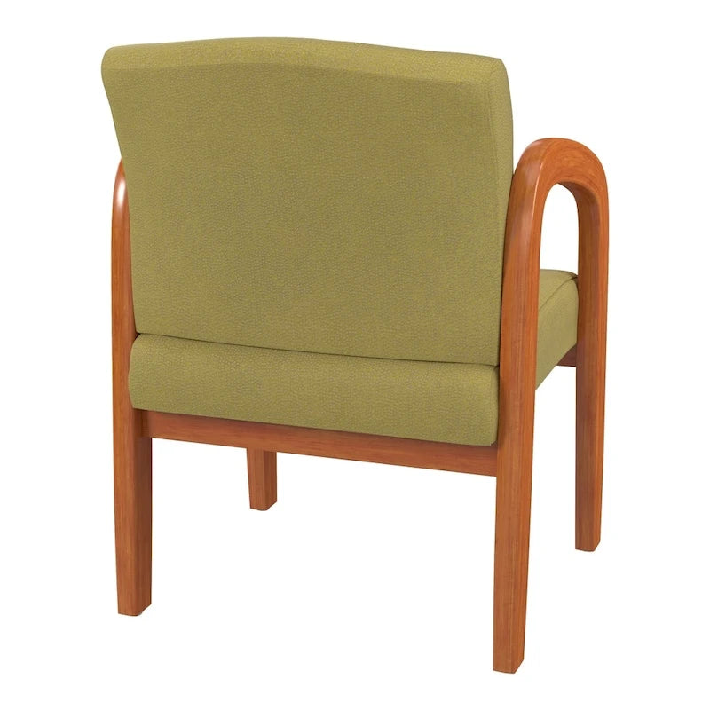 Medium Oak Finish Wood Visitor Chair with Lumbar Support