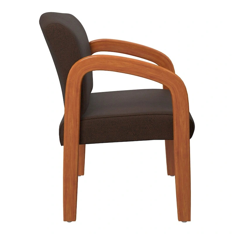 Medium Oak Finish Wood Visitor Chair with Lumbar Support