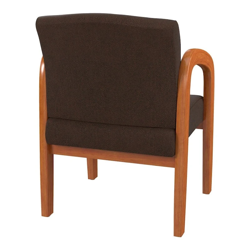 Medium Oak Finish Wood Visitor Chair with Lumbar Support