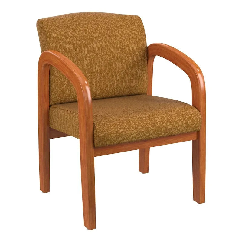 Medium Oak Finish Wood Visitor Chair with Lumbar Support