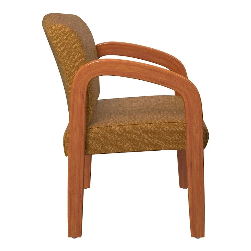 Medium Oak Finish Wood Visitor Chair with Lumbar Support